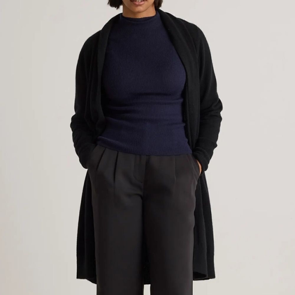 INC International Concepts PL Black CASHMEREBlendLngslvKnit Women OpenedCardigan